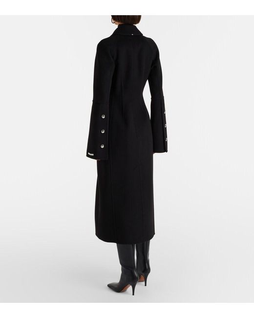 Sportmax Black Peplum Virgin Wool Coat