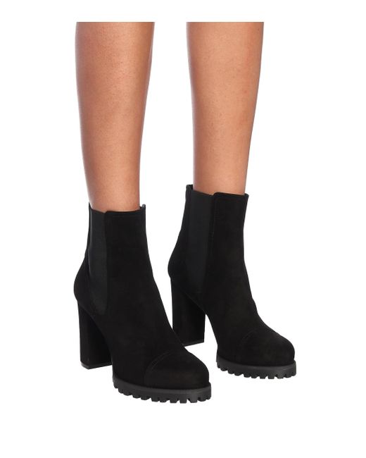 Stuart Weitzman Wenda Suede Ankle Boots in Black Lyst