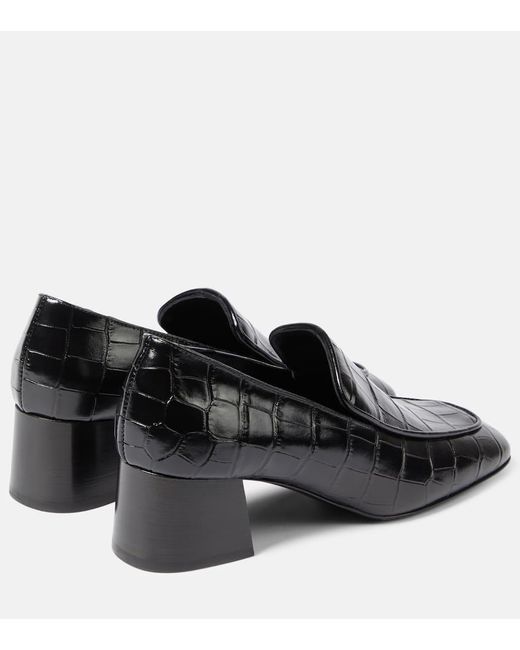 Totême  Black The Block Heel Croc-effect Loafer Pumps