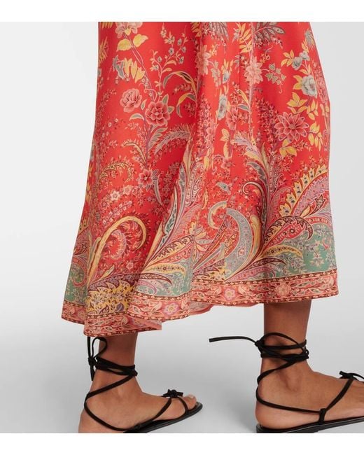 Etro Red Bedrucktes Midikleid
