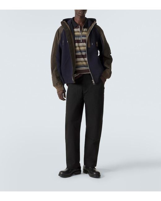 Sacai Black Cotton-Blend And Twill Hoodie for men