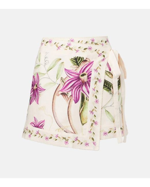 Agua Bendita Pink Luna Printed Linen Beach Cover-Up