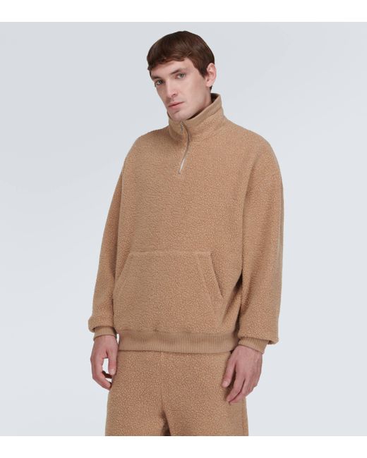 Loro Piana Brown Cashmere, Cotton And Wool Half-zip Sweater for men