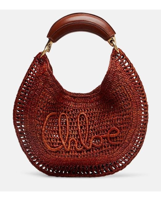 Chloé Red X Made For A Summer Banana Small Raffia Shoulder Bag