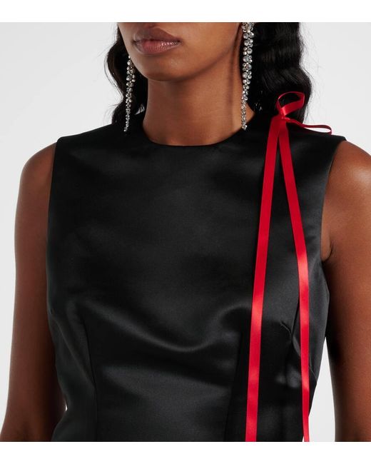 Simone Rocha Black Midikleid Aus Satin