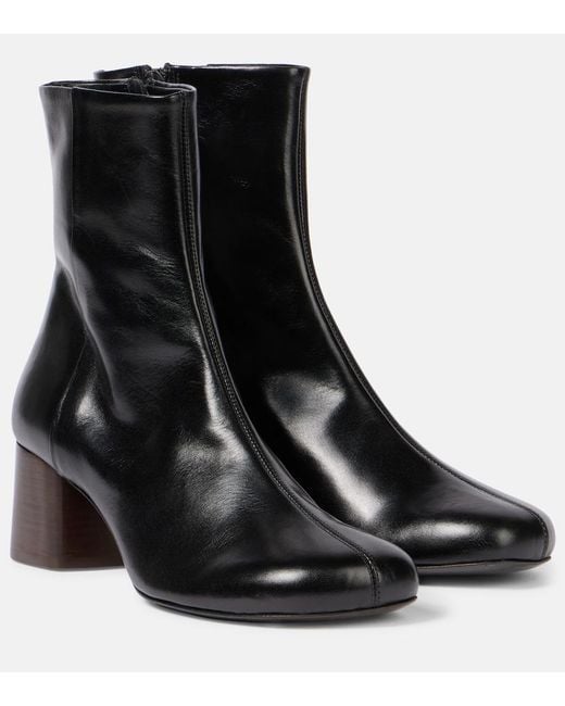 Lemaire Black Anatomic 55 Leather Ankle Boots