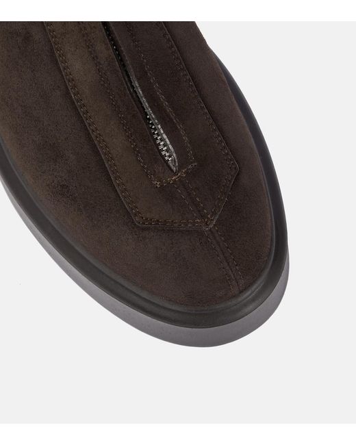 The Row Brown Suede Platform Ankle Boots