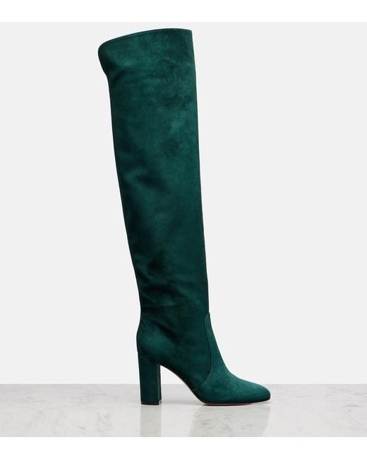 Gianvito Rossi Green Suede Over-The-Knee Boots