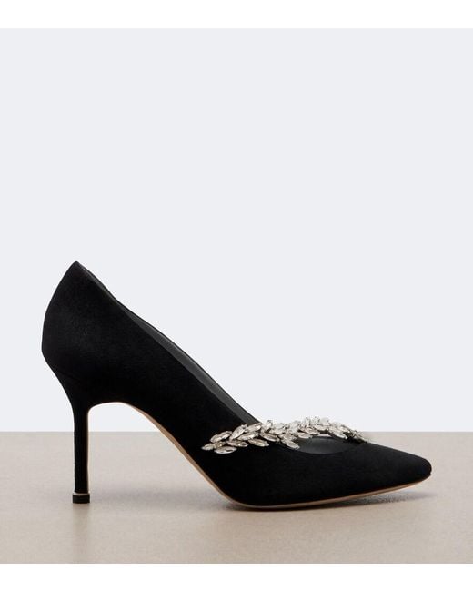Balenciaga Black X Manolo Blahnik Embellished Suede Pumps