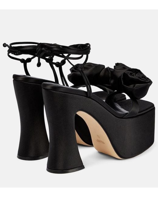 Magda Butrym Black Applique Satin Platform Sandals