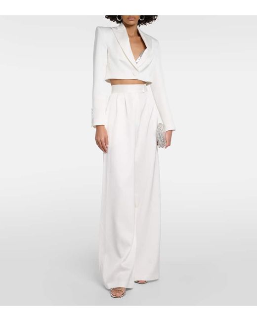 Alex Perry White Cropped-Blazer Aus Satin
