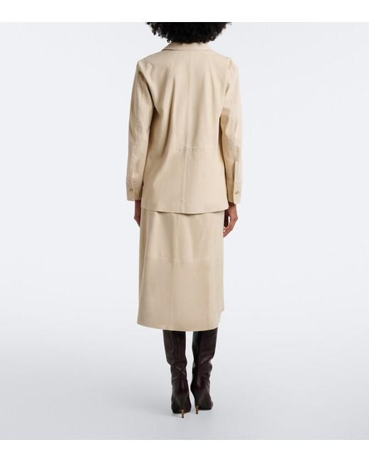 Vince Natural Suede Midi Skirt
