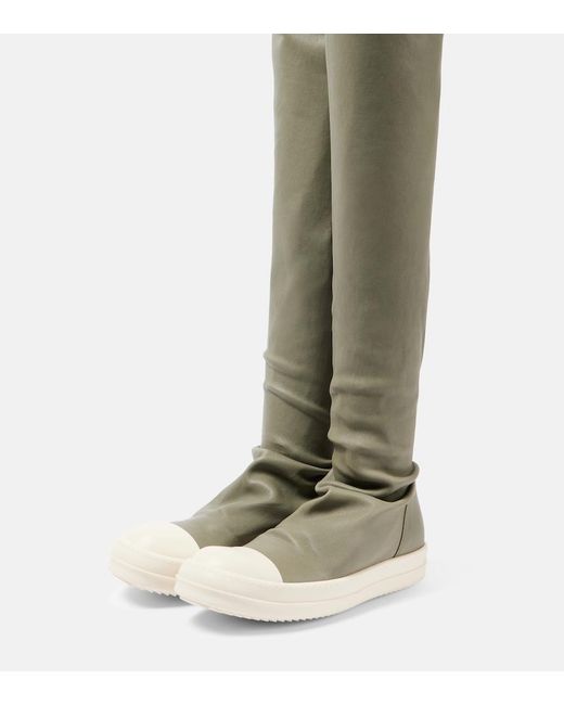Rick Owens Green Stockings Over-The-Knee Leather Sneakers