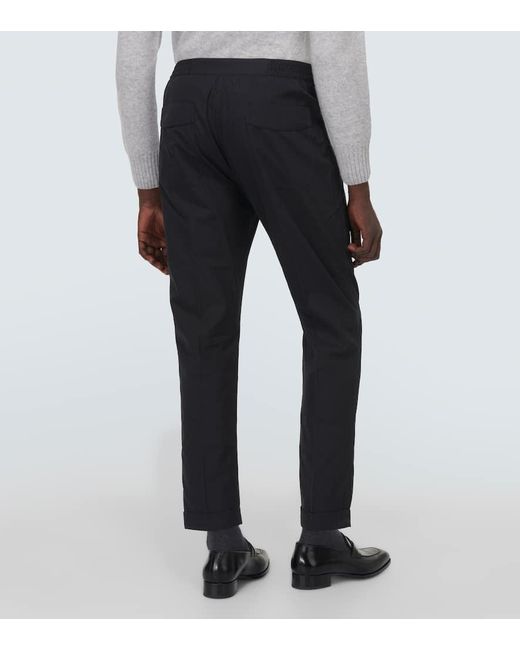 Pantalones rectos de algodon y seda Tom Ford de hombre de color Gray