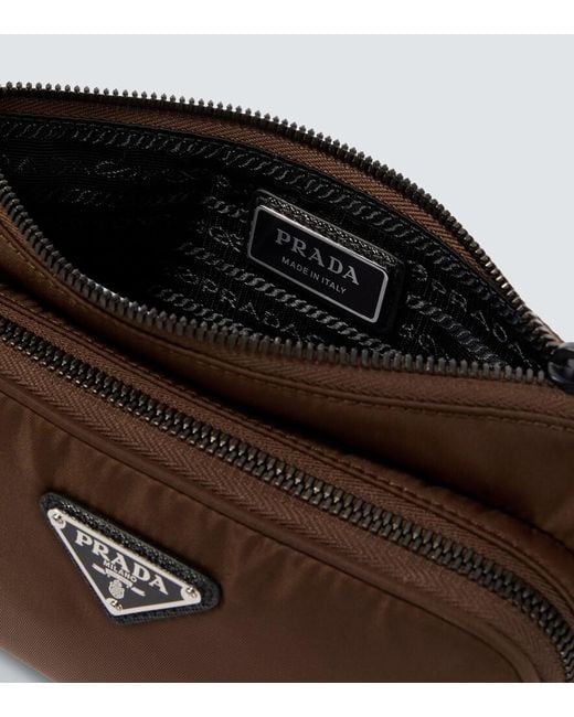 Prada Brown Re-Nylon Leather-Trimmed Shoulder Bag for men
