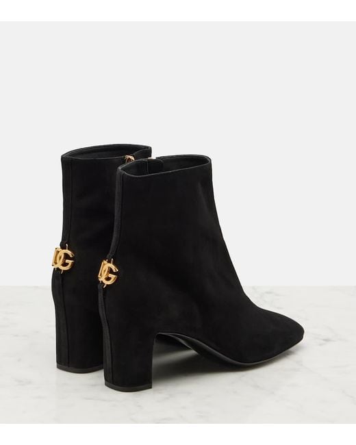 Dolce & Gabbana Black Dg Suede Ankle Boots