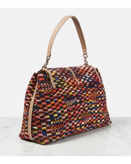 Chloé Red Schultertasche Penelope Large aus Wolle
