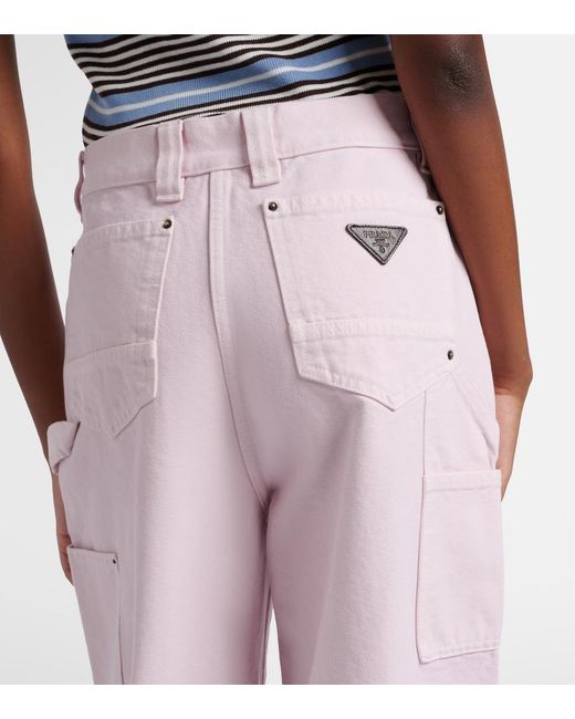 Prada Pink Cotton Canvas Cargo Pants