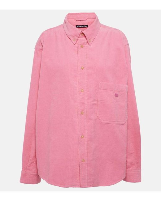 Giacca camicia Face in velluto a coste di Acne in Pink