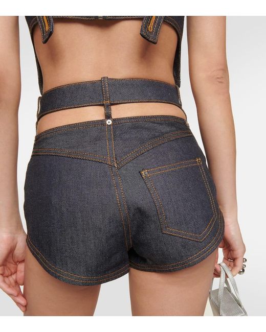 Area Black Verzierte Jeansshorts