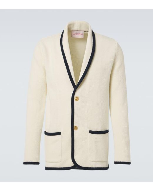 Cardigan De Lana Y Algodon Valentino de hombre de color Natural