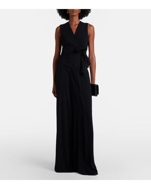 Max Mara Black Cady Wrap Top