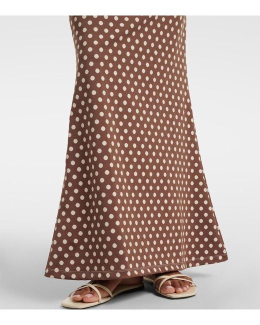 Montce Brown Natalia Polka-Dot Maxi Skirt