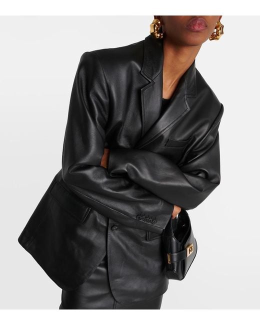 Wardrobe NYC Black Oversized Leather Blazer
