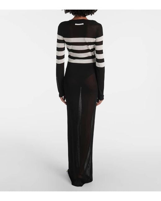 Vestido Largo De Punto A Rayas Signature, Mujer, Talla Jean Paul Gaultier de color Black