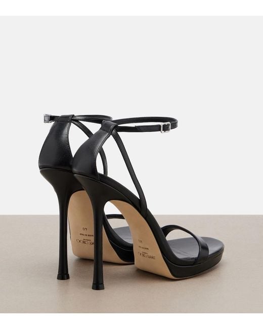 Jimmy Choo Black Moza Leather Platform Sandals