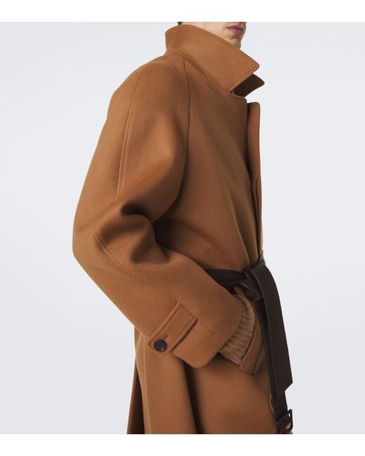 Saint Laurent Brown Belted Wool Coat for men