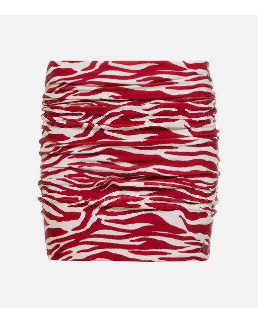 The Attico Red Zebra-print Miniskirt