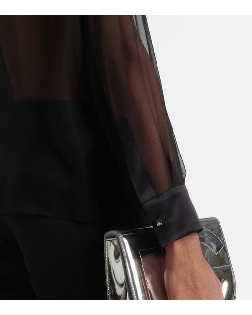 Dolce & Gabbana Gray Silk Chiffon Blouse