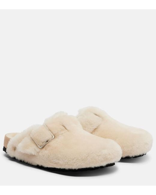 Birkenstock Natural Boston Shearling Clogs
