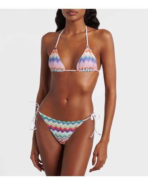Missoni White Zigzag Lame Bikini