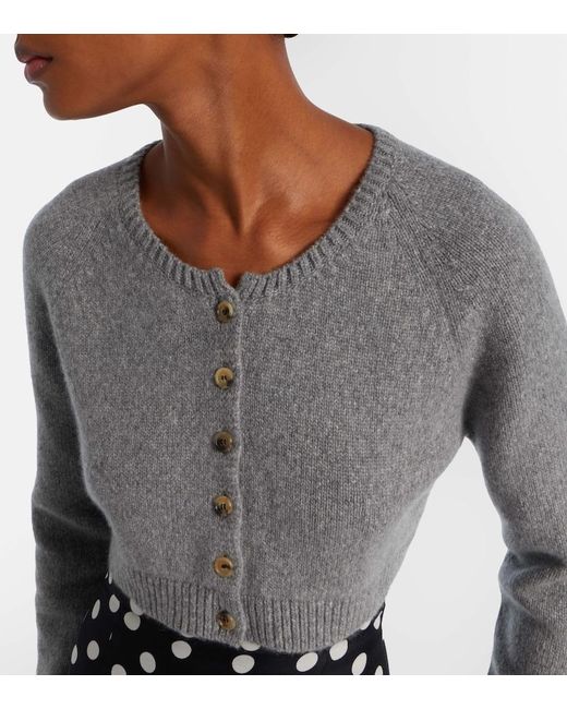 Khaite Gray Steph Cropped Cashmere Cardigan