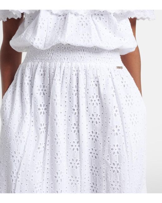 Melissa Odabash White Larna Broderie Anglaise Cotton Midi Dress