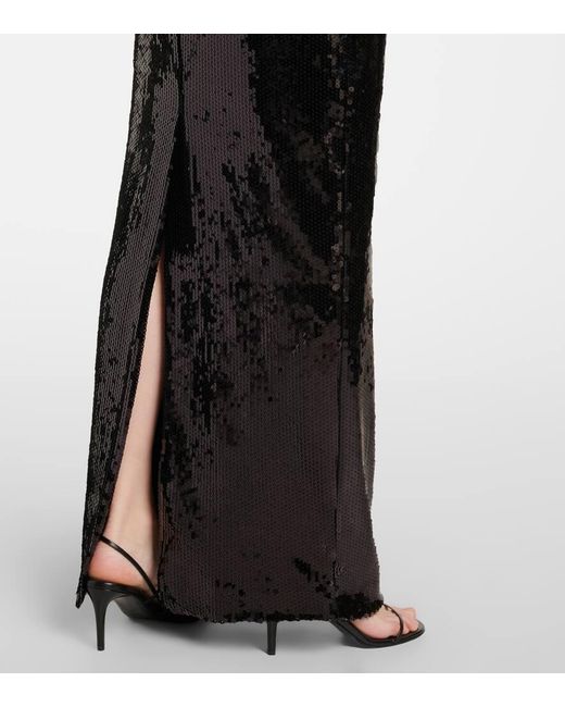 Marmar Halim Black Asymmetric Sequined Gown