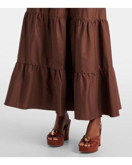 Adriana Degreas Brown Tiered Cotton Shirt Dress
