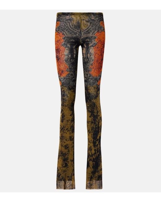 Jean Paul Gaultier Black Medaillon Printed Mesh Slim Pants