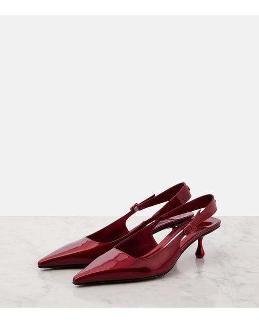 Jimmy Choo Red Amel 50 Patent Leather Slingback Pumps