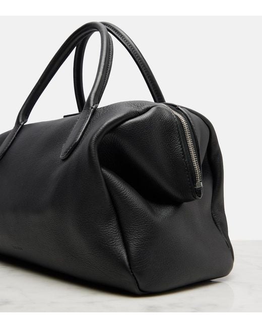 The Row Black Faye Leather Top-Handle Bag