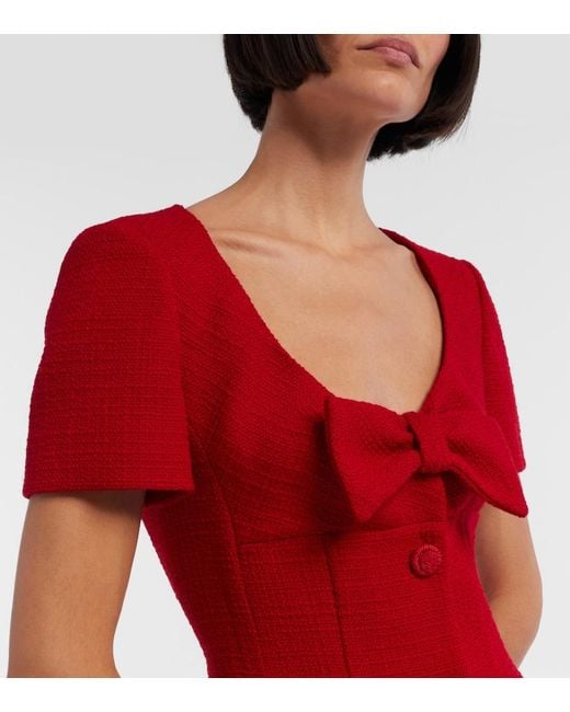 Valentino Red Wool-Blend Tweed Minidress
