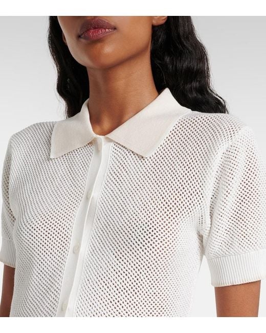 Stella McCartney White Crochet Cotton Polo Shirt