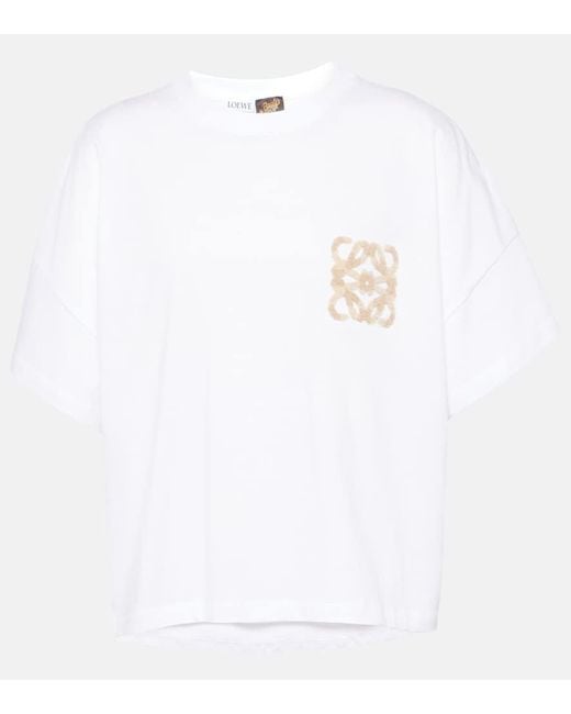 Loewe White Paula's Ibiza T-Shirt Anagram aus Baumwoll-Jersey