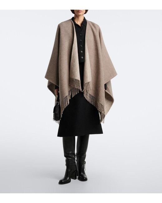 Fendi Brown Reversible Wool And Cashmere Poncho
