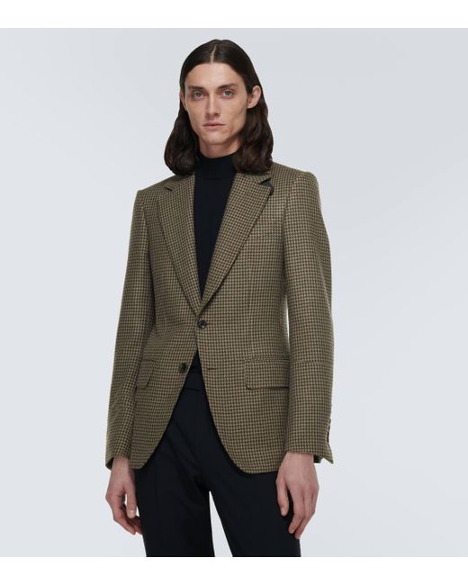 Tom Ford Green Atticus Houndstooth Wool-blend Blazer for men