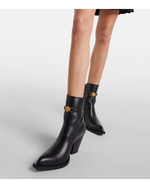 Versace Black Medusa '95 Leather Ankle Boots