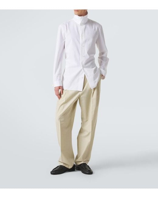 Bottega Veneta White Cotton Poplin Shirt for men
