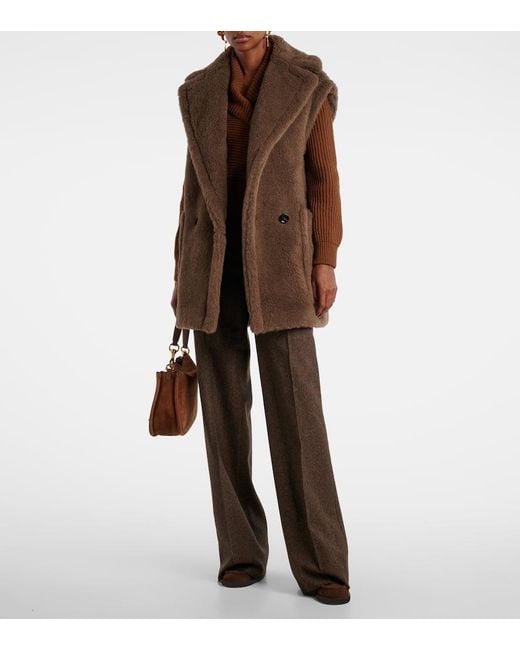 Max Mara Brown Alpaca, Wool, And Silk Teddy Vest